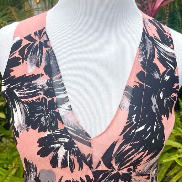 Rebecca Taylor Split Wood Rose Peplum Sleeveless Blouse - Picture 3 of 8